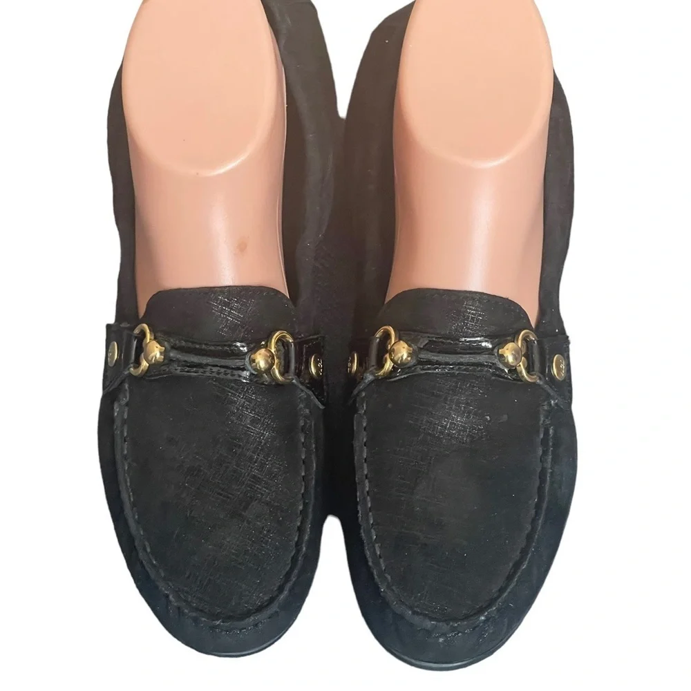 AGL‎ Black metallic suede loafers size 39.5